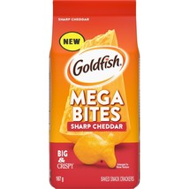 8 Bags of Goldfish Mega Bites Sharp Cheddar Crackers 167g Each Free Shipping - £31.96 GBP