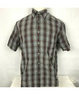 Cubavera Large Mens Gray Red Striped Button Up Short Sleeve Shirt - £12.65 GBP