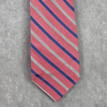 Stafford Red Blue Silver Stripe Repp Geometric 100% Silk Mens Neck Tie Executive - £36.27 GBP