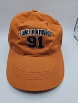 Vintage 1998 Planet Hollywood 100% Cotton Orange Logo Strap Back Cap Hat - $15.47