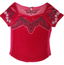 FREE PEOPLE Femmes Chemisier Party Train Grenadine Rouge Taille XS OB860... - £25.32 GBP