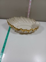 9&quot; LENOX IVORY GOLD TRIM SEA SHELL ACANTHUS LEAF CANDY NUT DISH BOWL USA... - £31.14 GBP