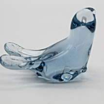 Hand Blown Glass Seal Sea Lion Blue 1960&#39;s Paperweight 3.25 inch long Marine VTG - £7.80 GBP