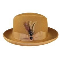 Men Bruno Capelo Dress Hat Australian Wool Homburg Godfather GF103 Camel Tan image 7