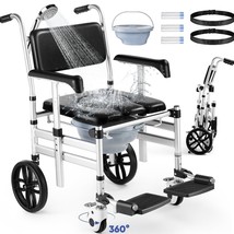 Foldable Shower Chair with Wheels Hybodies 3 in 1 Aluminum Shower Wheelc... - $3,448.95 MXN