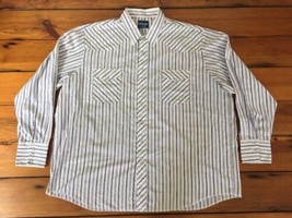 Vtg Big Man Wrangler Western Wear Stripe Cotton Long Sleeve Shirt XXL 2XL 57&quot; - £23.94 GBP