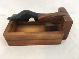 Vtg Solid Wood Goose Head Wood Box Nut Cracker - £11.94 GBP