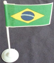 Cute Miniature Flag Of Brazil – Plastic Post – Vgc – Fabric Coated Flag – Cute - £3.97 GBP