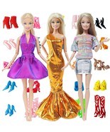 Wedding Party Dresses &amp; 10 Shoes For Barbie Doll Outfits 11.5 Clothes Se... - £7.88 GBP