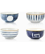 Porcelain Soup Bowls Pack of 4 (8.5 Oz) - Creative Abstract Shape Art De... - $29.69