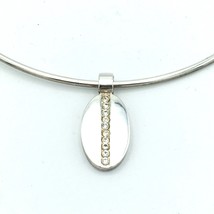 RALPH LAUREN LRL silver-plated neck collar choker necklace w/ rhinestone pendant - £15.46 GBP