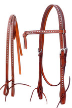 Horse Western Full-Grain Leather Studded Knotted Bridle Split Reins 78J02 - $39.59