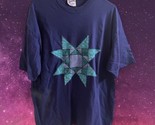 Vintage Hanes Beefy T Shirt Size XL Handmade Quilt Patchwork Star Blue T... - $25.74