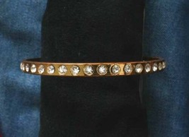 Elegant Crystal Rhinestone Gold-tone Bangle Bracelet 1970s vintage - £10.33 GBP