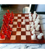 Chess Set | Fire Opal Red | White | Resin Chess Set | Board Game | Checkers - $75.00
