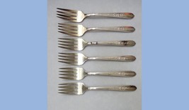 1939 LOT set of 6 NOBILITY PLATE &quot;ROYALTY ROSE&quot; DESSERT FORKS silverplat... - £43.42 GBP