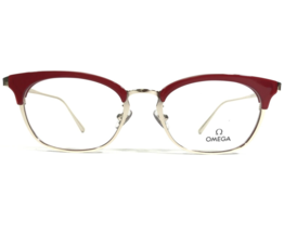 OMEGA Gafas Monturas OM 5009-H 066 Rojo Oro Ojo de Gato Redondo Completo Borde - £119.28 GBP