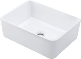 Kes Rectangle Vessel Sink Bvs110S40, White Bathroom Sink Above Counter, 16&quot; X - £69.32 GBP
