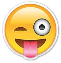 15cm Shaped Vinyl Sticker laptop emoji face wink tongue winking smiley acid  - £4.31 GBP