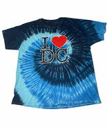 I Love DC Blue Tie Dye Peace Short Sleeve T Shirt Size XL - $12.86