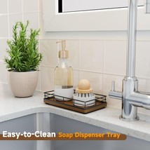 Oak Kitchen Soap Tray, 7.6&quot; L Small Wooden Hand and Dish Soap Dispenser Tray - £15.90 GBP