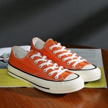Retro Canvas Shoes 1970s Orange Vintage Sneakers Korean Street Skateboard Shoe B - £30.11 GBP