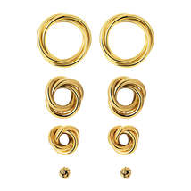 18K Gold-Plated Swirl Stud Earrings Set - £12.05 GBP