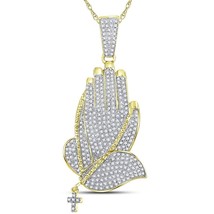 10kt Yellow Gold Mens Diamond Prayer Hands Charm Pendant 7/8 Cttw - $1,216.71