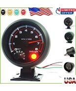 Universal 3.75&quot; 12V rpm Tachometer with Red Shift Light - Easy Install Kit - $830.66 MXN