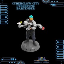 3D Printed Cyberglow City Cyberpunk Bartender Miniature  - 28mm 32mm - $8.41