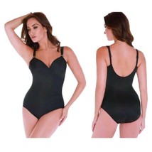 $178 Miraclesuit Slimming Underwire Swim Suit 12 Large Black V Neck One Piece - £104.15 GBP