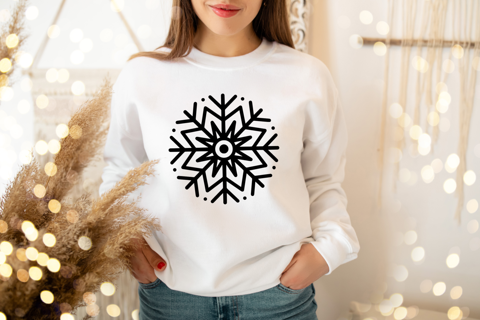 Primary image for Christmas Sweatshirt Snowflake Holiday Gift