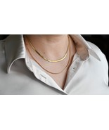 Layered Herringbone Necklace - 18K Gold Duo Chain Necklace - Silver Box ... - £13.97 GBP