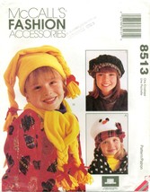 Mc Calls 8513 Kids Hats Winter Abbe Gale Scarf Sewing Pattern Uncut Ff Vtg 1996 - £7.88 GBP