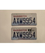 PAIR 2020 Washington License Plates - &quot;AXW9954&quot; 1 2020 Stickers EVERGREE... - $29.53 CAD