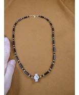 CR509-6 Fairy Stone CHRISTIAN CROSS Lucky Crystal 20&quot; black Onyx necklac... - €50,33 EUR