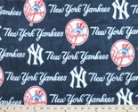 New York Yankees on Navy MLB Major League Baseball Print Fleece Fabric #... - £30.32 GBP