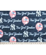 New York Yankees on Navy MLB Major League Baseball Print Fleece Fabric #... - £29.89 GBP