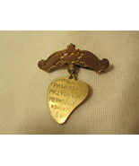 old Dangling Heart Love Note Pin: &#39;Pamiatka Przyjecia&#39; , gold - $20.00