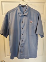 Miller Lite Beer Uniform Button Shirt with Embroidered Logo Sz Medium Mens Blue - £14.26 GBP