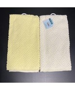 LOT of 4 Kitchen or Bath Hand Dish Towels Yellow Textured Thick &amp; Soft S... - $17.79