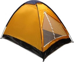 Tent 2 Person Dome Camping Tent - 7x5&#39; With Sealed Bottom - Orange - £41.06 GBP