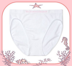S White Pink Logo Seamless Noshow Fullcover Victorias Secret High Leg Brief Panty - £8.63 GBP