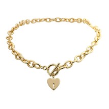 AENThick Chain Clasp Gold Color Claps Necklaces Heart Pendant Necklaces for Wome - £13.00 GBP