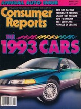 ORIGINAL Vintage 1993 Consumer Reports Magazine Cars Issue - £11.60 GBP