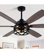 Dawn Whisper 60" Ceiling Fan w/ 2-Lights + Remote, Black Brown Rustic Fa... - $163.30