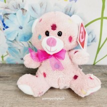 HugFun Pink Dot Teddy Bear Plush 8&quot;  Pink Ribbon Valentine Stuffed Animal - £7.51 GBP