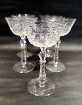 Exceptional LIBBEY c1930 Set 5 x Etched &amp; Cut Champagne Coupe Unusual - £112.24 GBP