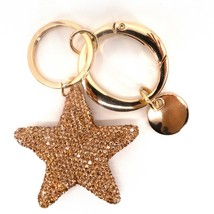 Bling Crystal Rhinestone Star Keychain Bag Charm Gold - $283.25 MXN