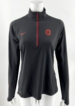 Nike Dri Fit Top Size M Gray Red Half Zip Thumbholes Ohio Buckeyes Shirt Womens - $24.75